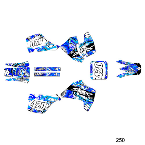 suzuki rm125 graphics kit 1989-1992 snagged series blue