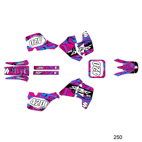 suzuki rm125 graphics kit 1989-1992 snagged series magenta