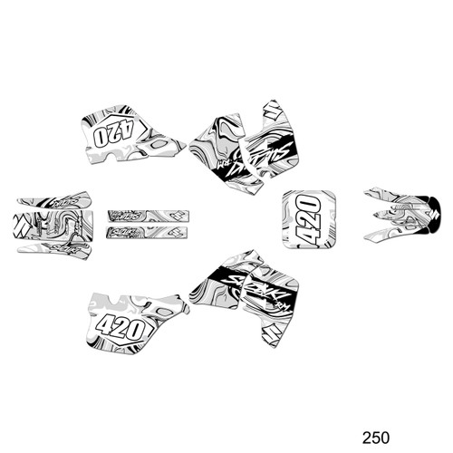 suzuki rm125 graphics kit 1989-1992 snagged series white