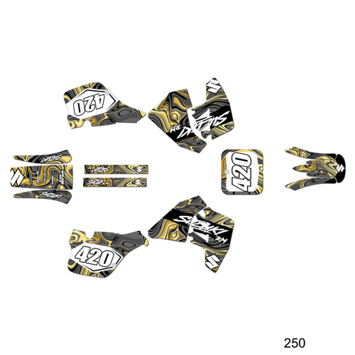 suzuki rm125 graphics kit 1989-1992 snagged series gold