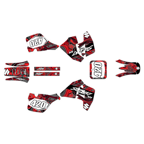 suzuki rm125 graphics kit 1989-1992 snagged series red