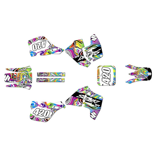 suzuki rm125 graphics kit 1989-1992 snagged series rainbow