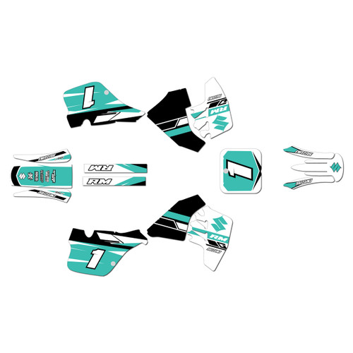 suzuki rm250 graphics kit 1989-1992 blaze series teal