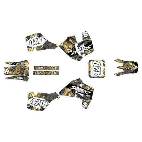 suzuki rm250 graphics kit 1989-1992 snagged series gold