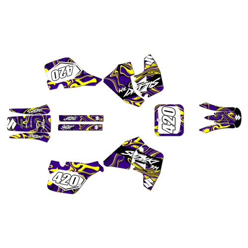 suzuki rm250 graphics kit 1989-1992 snagged series purple