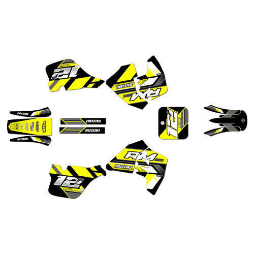 suzuki rm250 graphics kit 1989-1992 veneer series yellow