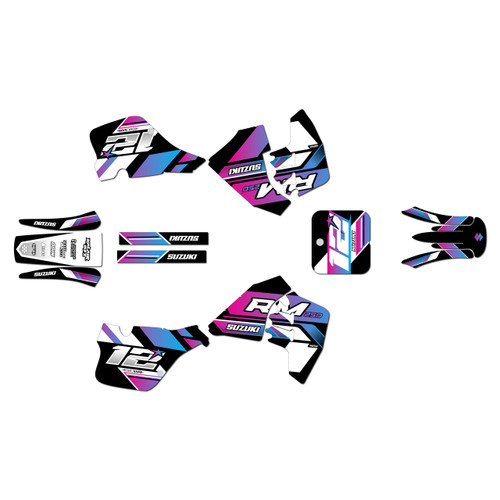 suzuki rm250 graphics kit 1989-1992 veneer series magenta