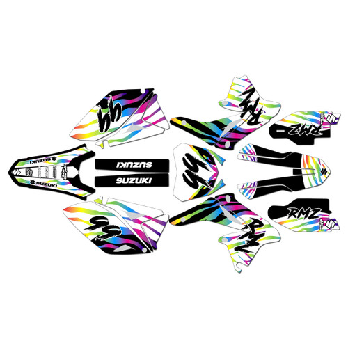 suzuki rmz250 graphics kit 2014-2016 raid series rainbow
