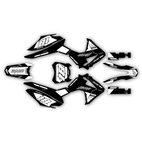 honda crf125f graphics kit 2013-2018 rebel series white