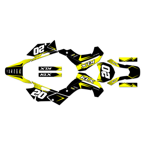 kawasaki klx140 graphics kit 2008-2018 spear series yellow