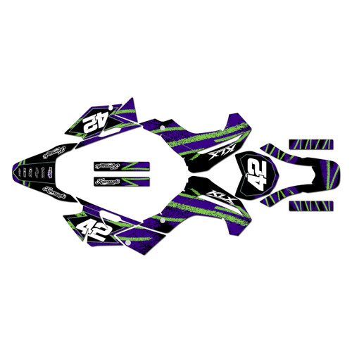 kawasaki klx140 graphics kit 2008-2018 whiplash series purple