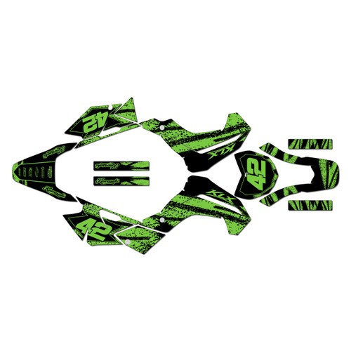kawasaki klx140 graphics kit 2008-2018 whiplash series green-shift