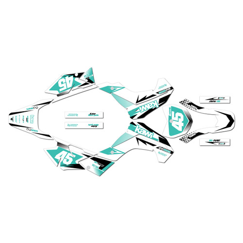 kawasaki klx140r graphics kit 2019-2026 division series teal-shift
