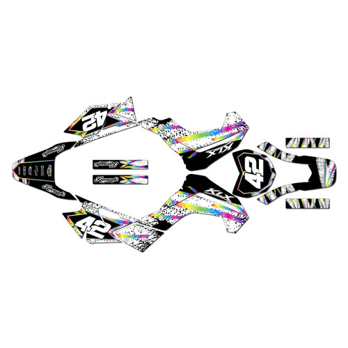 kawasaki klx140r graphics kit 2019-2026 whiplash series rainbow