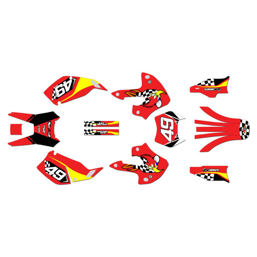 kawasaki klx300 graphics kit 1997-2008 pecker series red