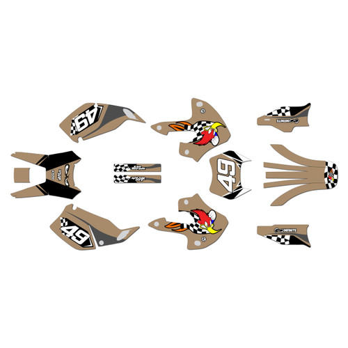 kawasaki klx300 graphics kit 1997-2008 pecker series tan