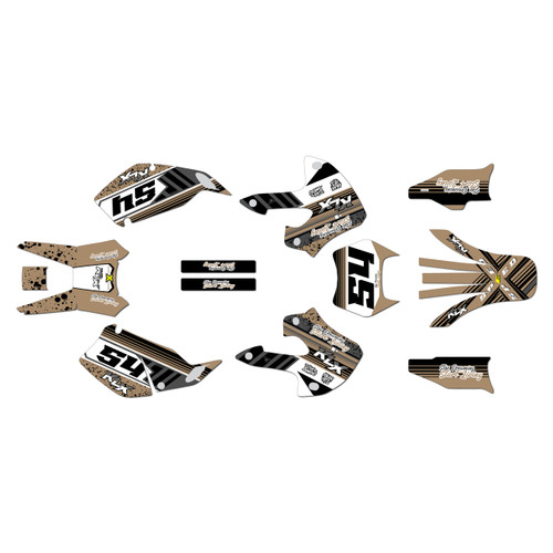 kawasaki klx300 graphics kit 1997-2008 split series tan