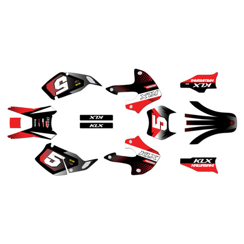 kawasaki klx300 graphics kit 1997-2008 turbo series red