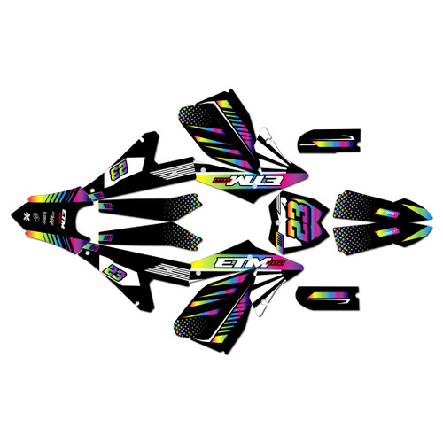 electro co etm rtr graphics kit all years fh series rainbow