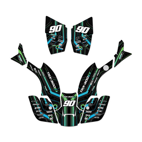 honda trx300ex graphics kit 1993-1996 electron series green