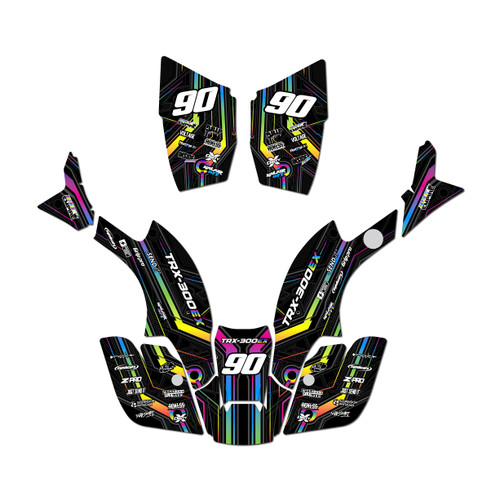 honda trx300ex graphics kit 1993-1996 electron series rainbow
