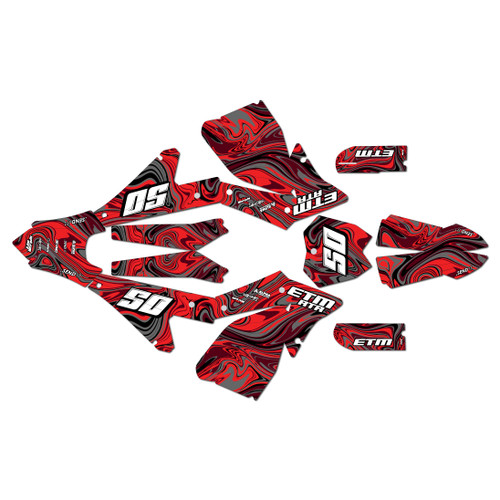 electro co etm rtr graphics kit all years snagged series red