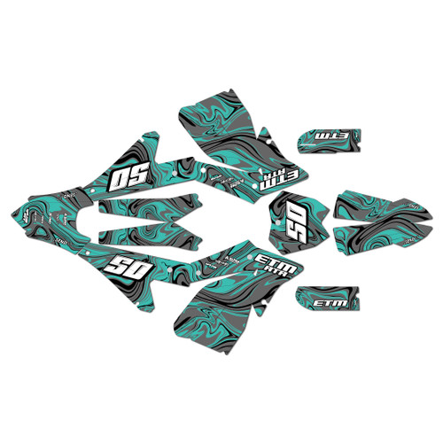 electro co etm rtr graphics kit all years snagged series teal
