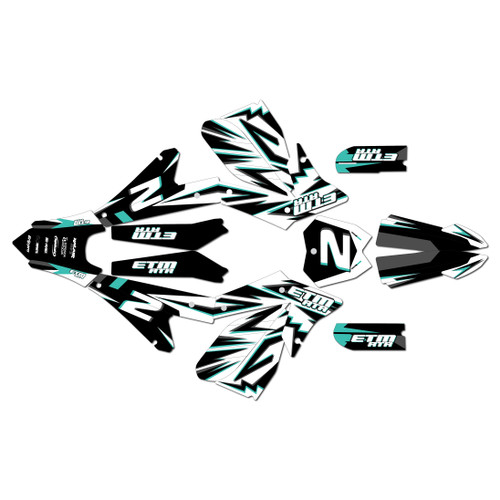 electro co etm rtr graphics kit all years vizion series teal