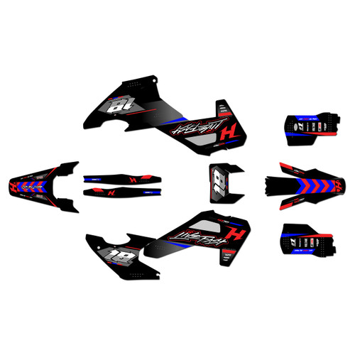 husqvarna te250 graphics kit 2026-2027 rebel series red-blue
