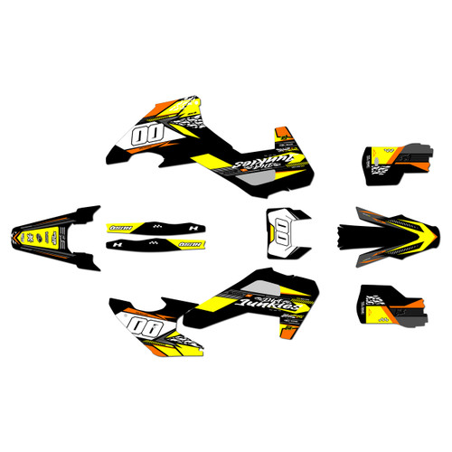 husqvarna te250 graphics kit 2026-2027 rugged series yellow