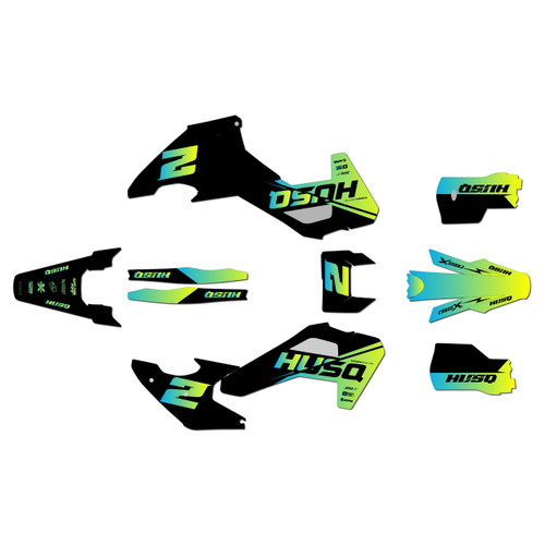 husqvarna te250 graphics kit 2026-2027 splinter series lime