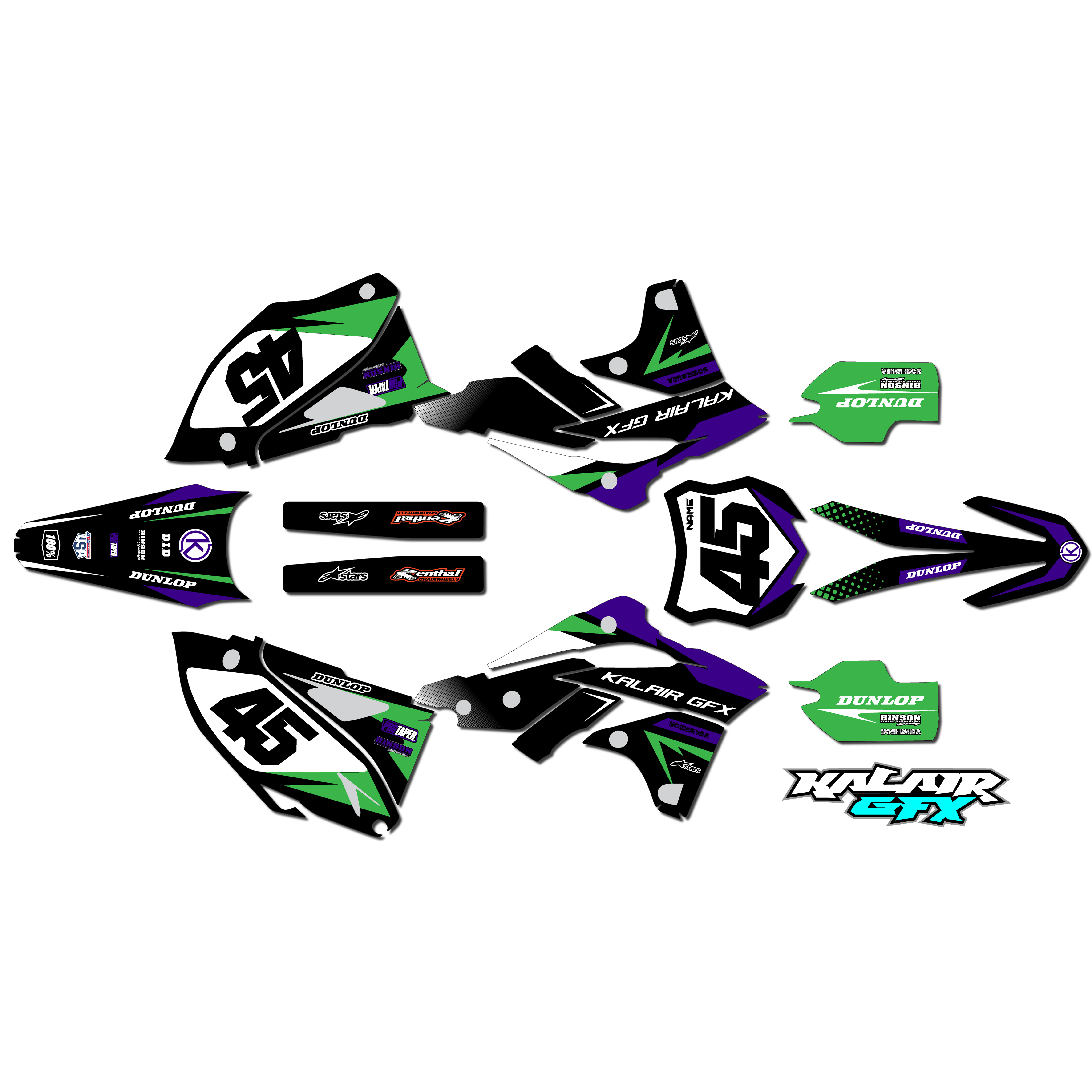 Attractive Kawasaki KX250F 2013-2016 Division Serie Graphics Kit ...