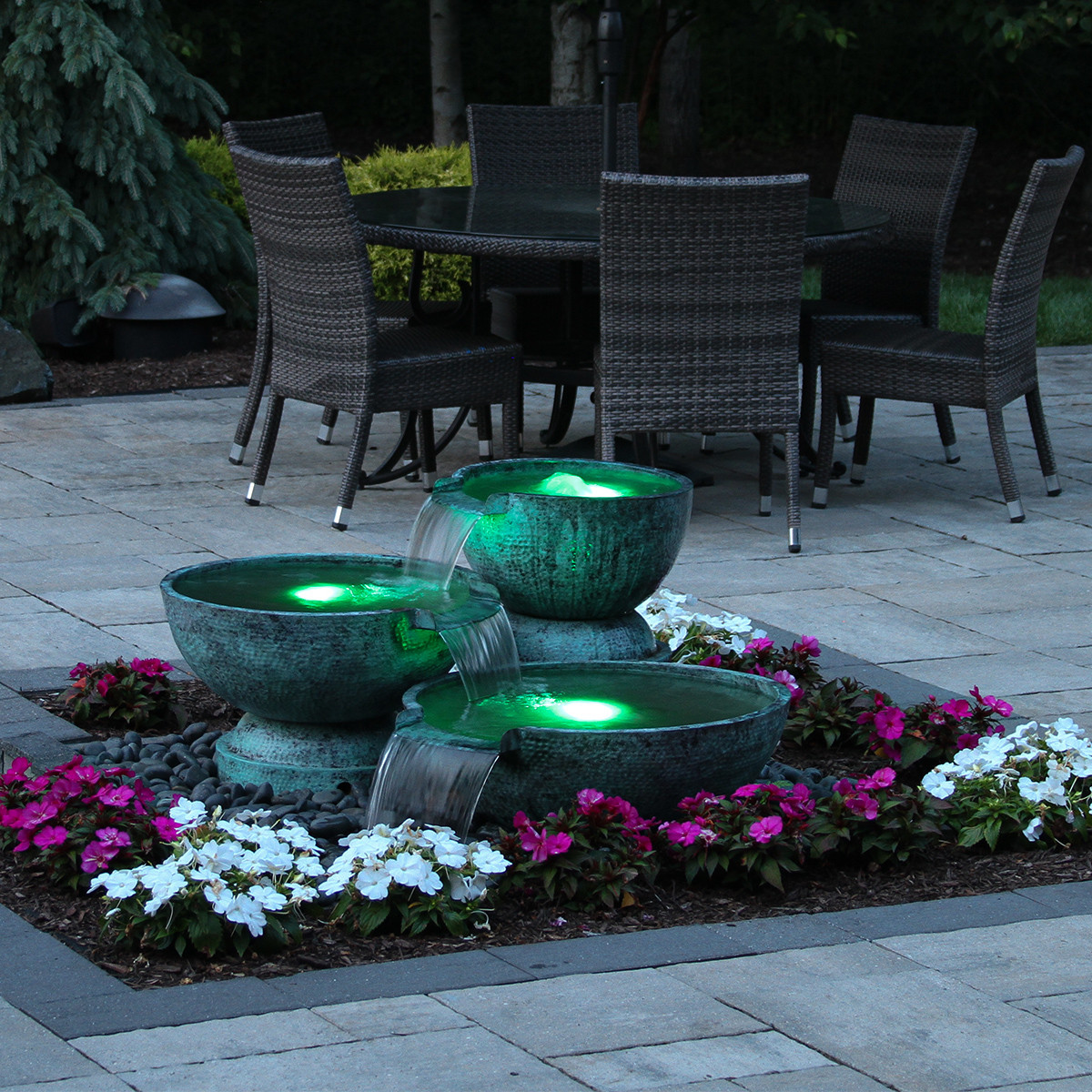 Aquascape 19-Inch Spillway Bowl Outdoor Fountain – Patina Finish GFRC For Gardens & Ponds