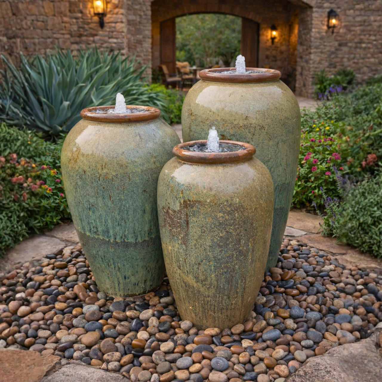 Fontaine 8デックセット Tuscany Fountain Kit - FNT50558 | Triple Ceramic Vase Fountain Kit