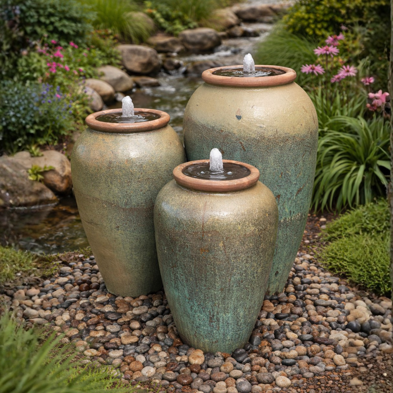 Tuscany Fountain Kit - FNT50559 | Triple Outdoor Vase Fountain Kit