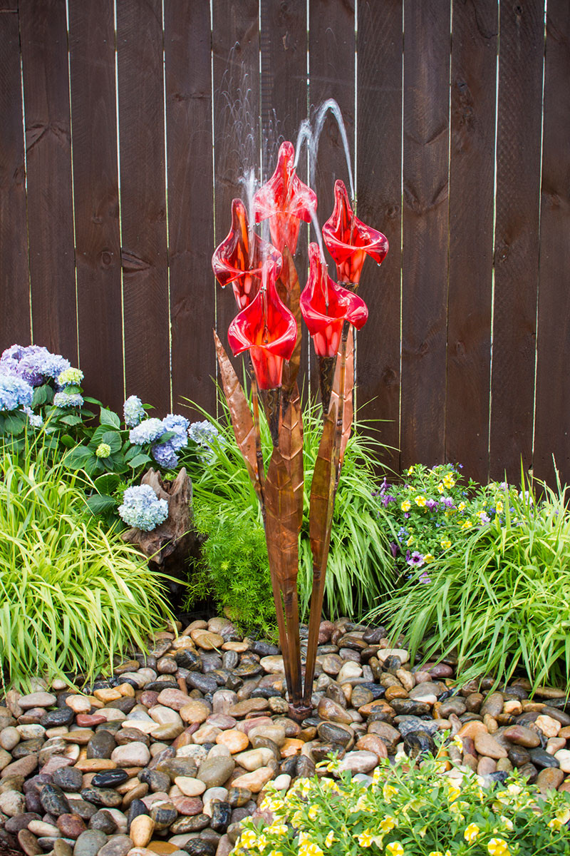 Blue Thumb Iris Flower Copper Fountain Complete Kit - Thumbnail 2