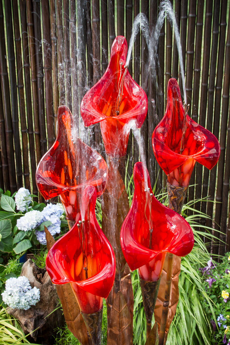 Blue Thumb Iris Flower Copper Fountain Complete Kit - Thumbnail 5