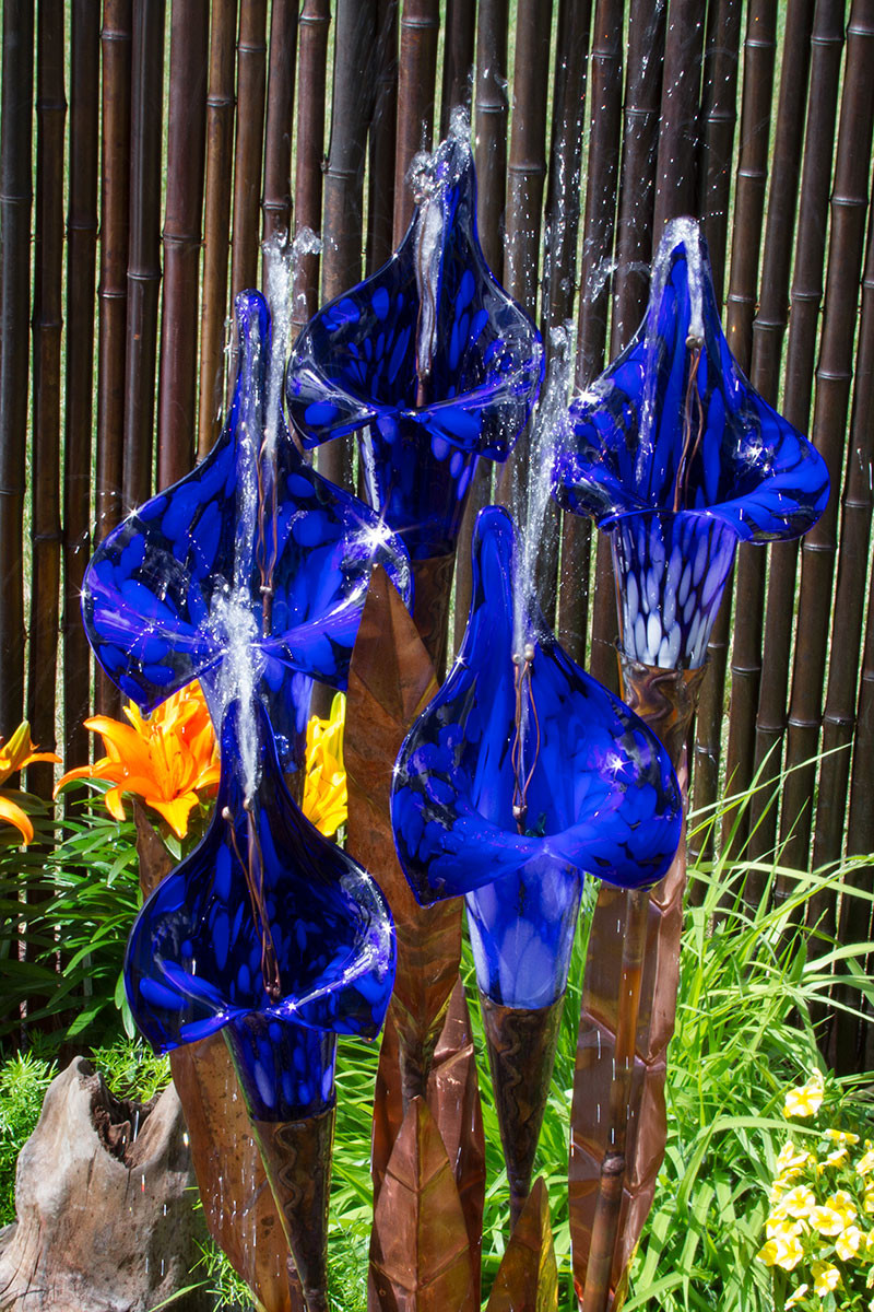 Blue Thumb Iris Flower Garden Fountain