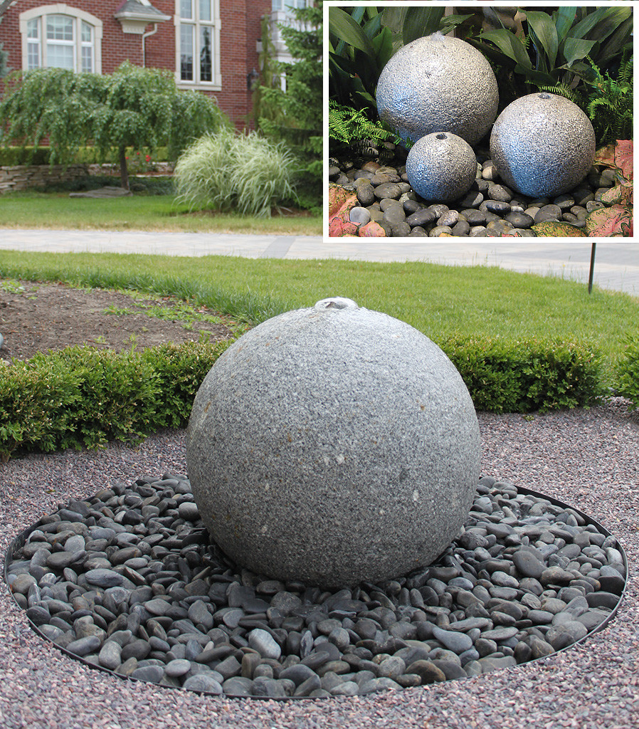 Blue Thumb Hammered Granite Sphere Fountain - Thumbnail 2