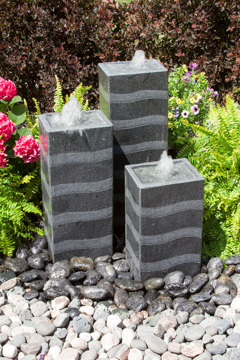 Fountains Gray Wave Triple Column Fountain Kit