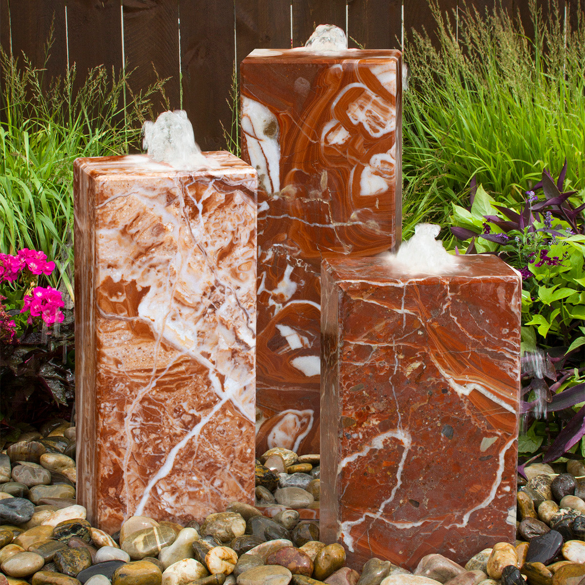 Smooth Red Onyx Triple Stone Fountain - Thumbnail 3