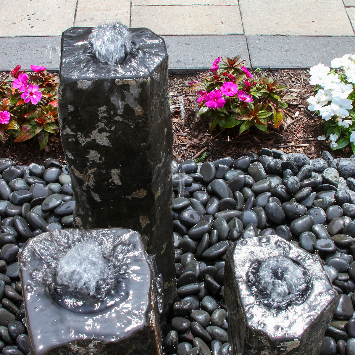 Triple Hollowed-Out Basalt Fountain - Complete Kit - Thumbnail 2