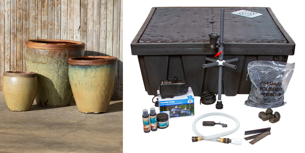 One of a Kind Triple Fountain Kit - FNT50451 | Ceramic Vase Fountain