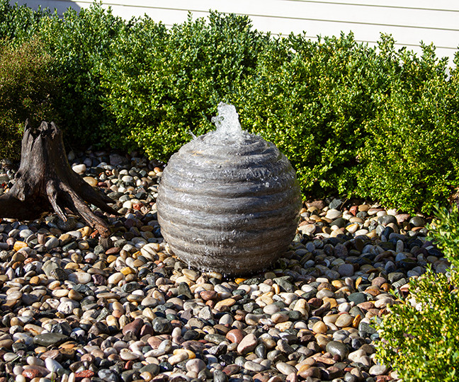 Blue Thumb Ribbed Limestone Sphere Fountain Kit