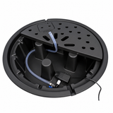 Inside the 48" basin with tubing and plumbing