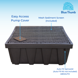 Altum AquaBox with included mesh sediment screen, pump-access cover and auto-fill connection labeled