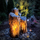 3 LED Light Kit on Basalt Fountain 3 LED Light Kit on Basalt Fountain
