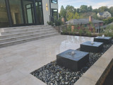 Three Heiho fountains on a terrace