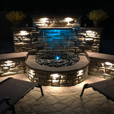 Large Formal Falls® Retaining Wall Installed with Lights