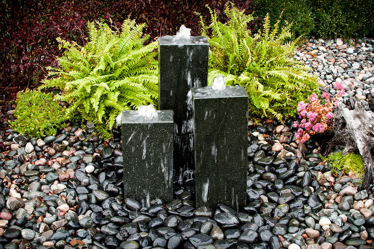 Black Granite Real Stone Fountain Kit Blue Thumb